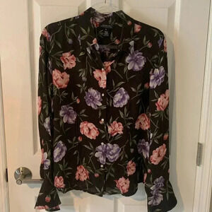 Jones, New York floral print silk blouse size extra large